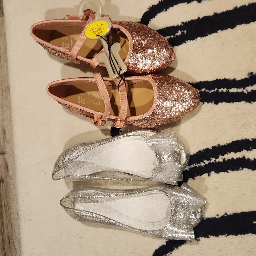 2 pairs glitter sequin girls shoes